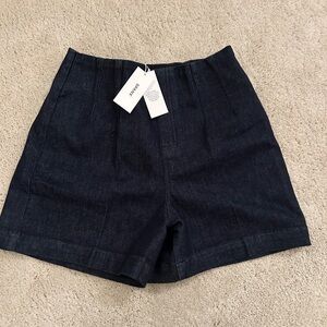 SPANX High Waist Dark Blue Denim Shorts